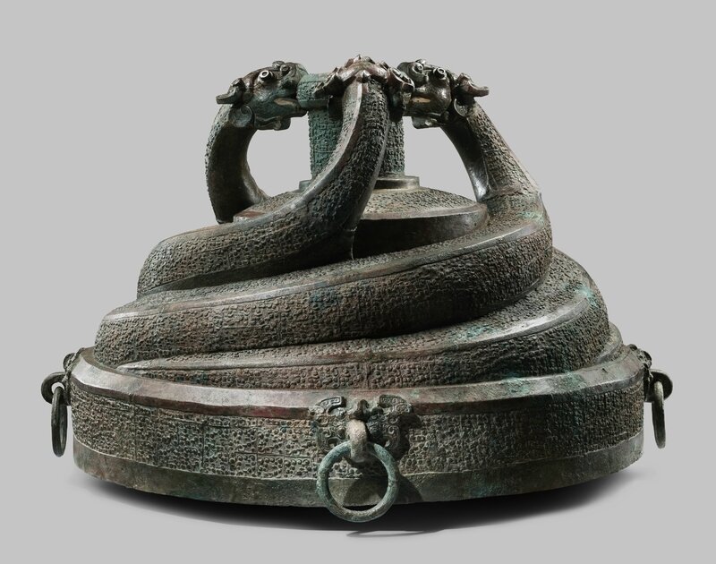 Bronze drum stand with three coiled dragons, Spring and Autumn period (770 - 476 BC)