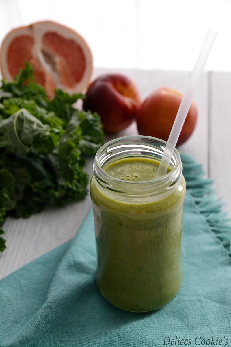 smoothie kale nectarines pamplemousse soja IG bas vegan