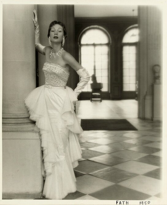 MODE FRENCH HAUTE COUTURE DESSIN ORIGINAL ANCIEN Fashion PIERRE BALMAIN 1952-34 