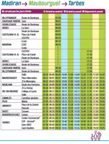 Horaires Madiran vers Tarbes via Maubourguet