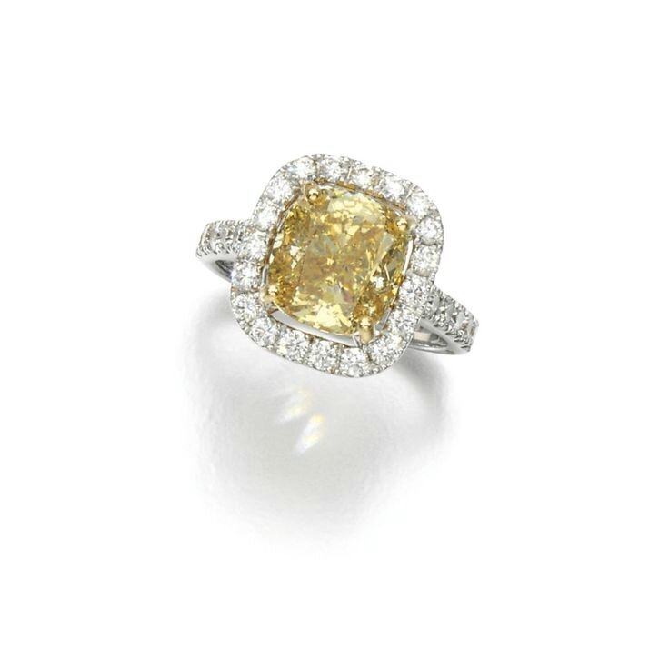Fancy Deep Brownish Yellow diamond and diamond ring