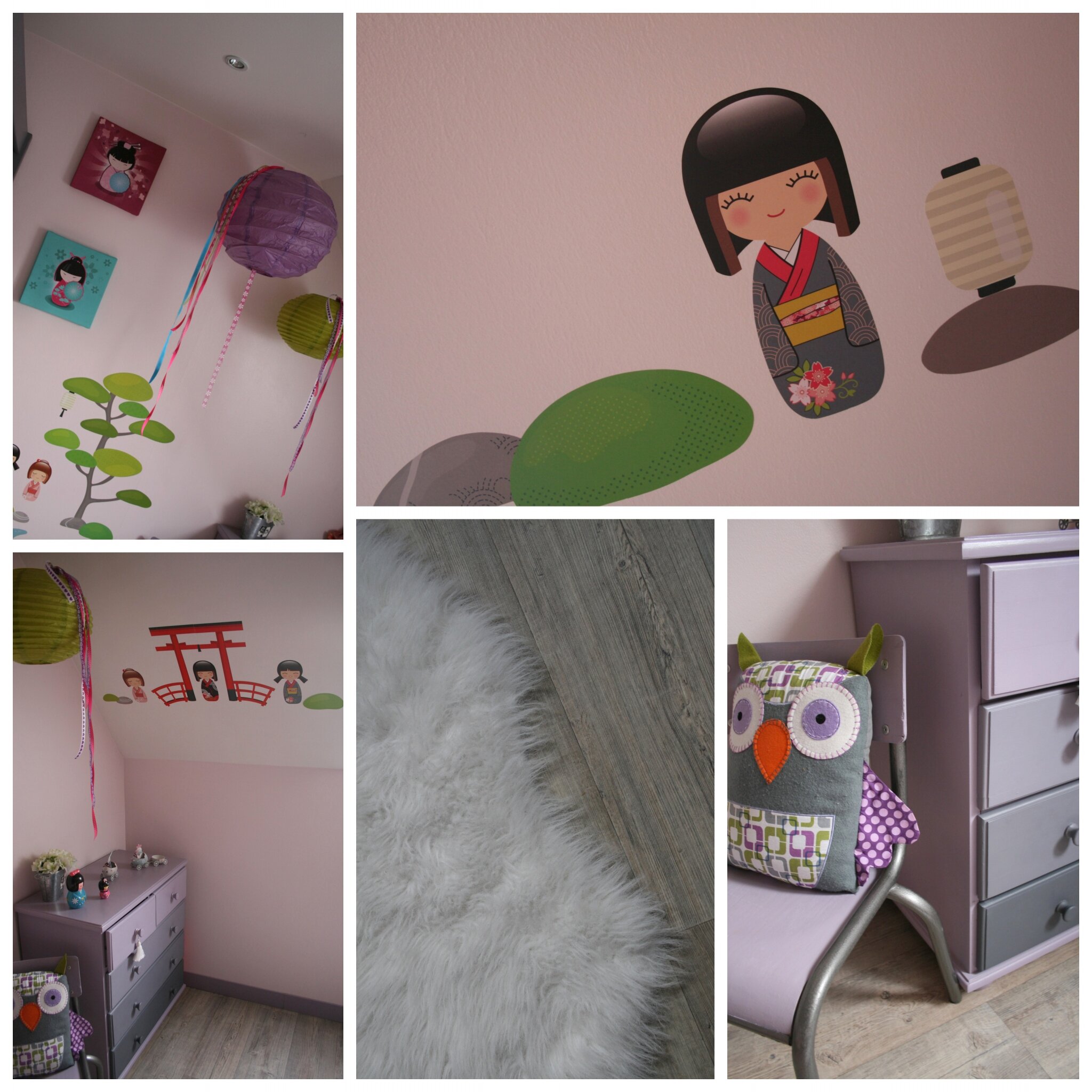 Chambre fille vintage, kimi... pétale de rose & gris galet