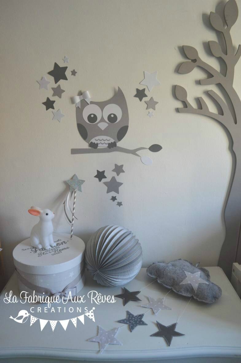 Décoration chambre enfant bébé mixte gris foncé blanc gris clair ...