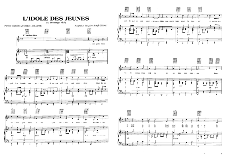 Johnny Hallyday L Idole Des Jeunes Paroles L'idole des jeunes - Johnny Hallyday (Partition - Sheet Music) - The