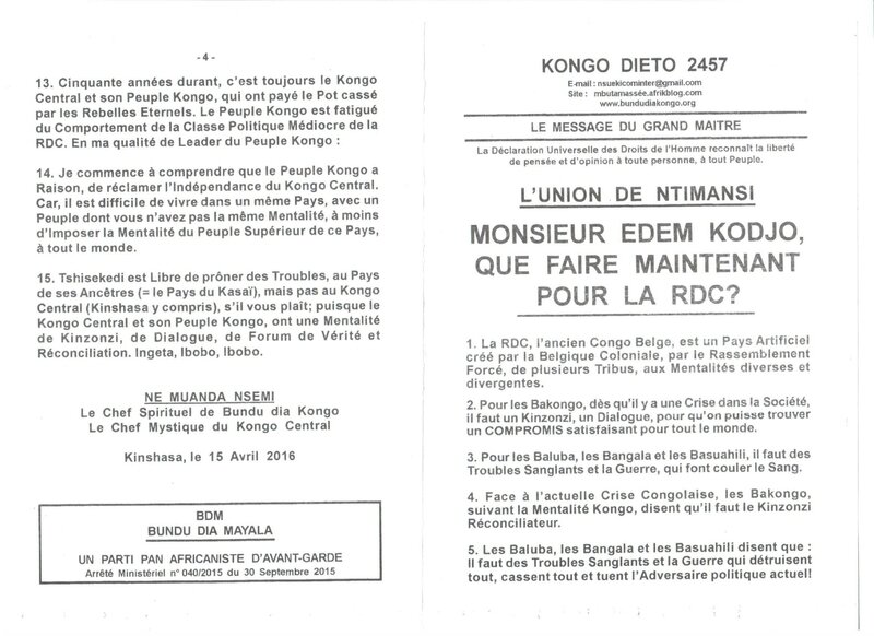 MONSIEUR EDEM KODJO QUE FAIRE MAINTENANT POUR LA RDC a