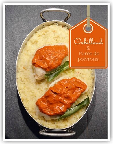 Filets de cabillaud et sa purée de poivrons