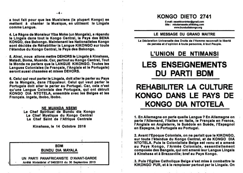 REHABILITER LA CULTURE KONGO DANS LE PAYS DE KONGO DIA NTOTELA a