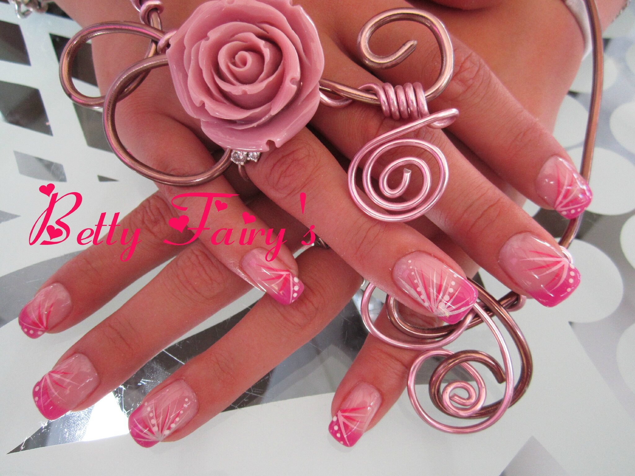 French thermo gel anthracite,rose, gel mask, feux dartifice framboise, rose pastel, argent et point blanc.