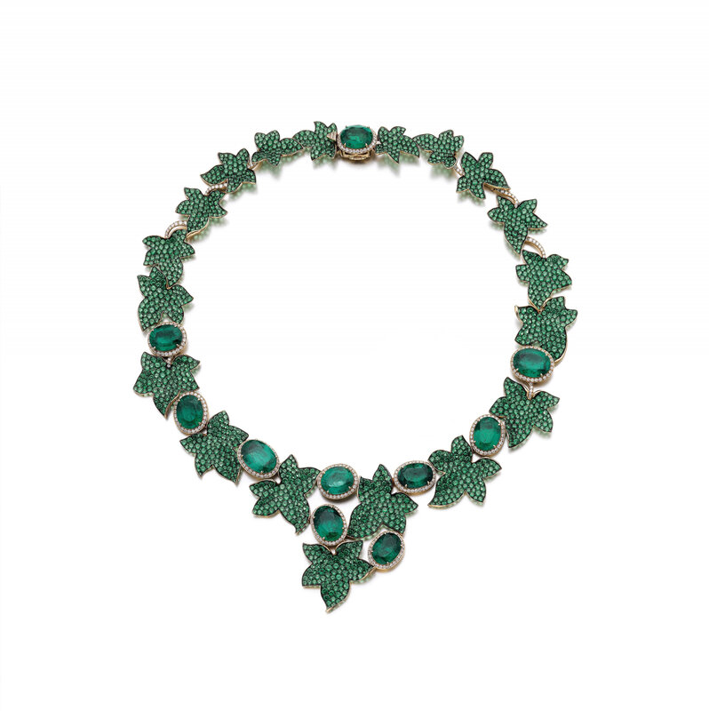 Lot 1037- Emerald, tsavorite and diamond necklace IVY- Sotheby's Gva June 17