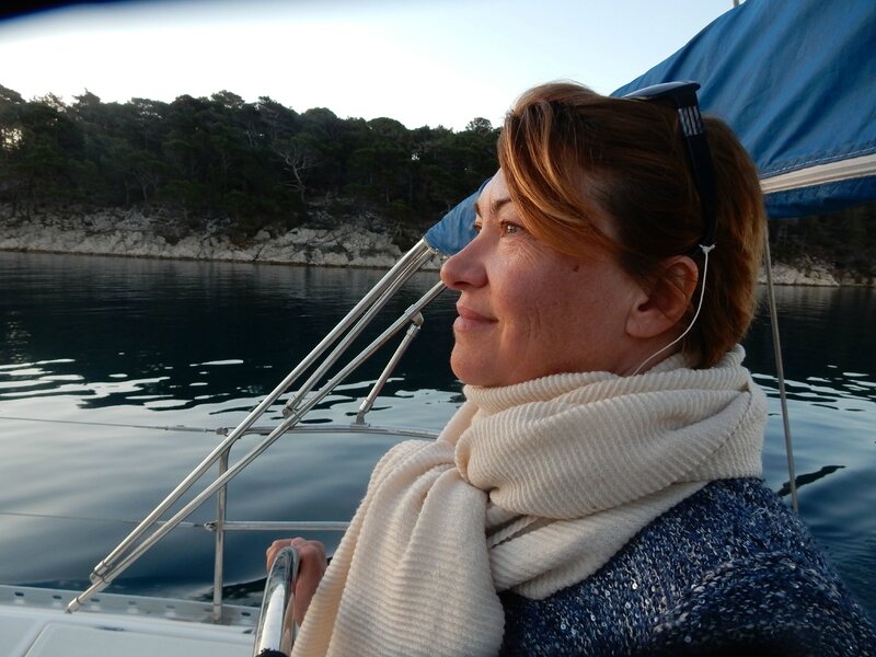 Evelyne à la barre du Zaglav 110416