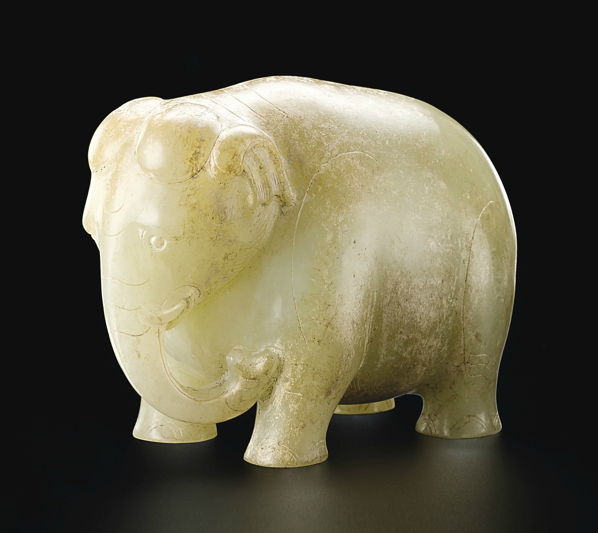 An Outstanding And Extremely Rare Celadon Jade Figure Of An Elephant Western Han Dynasty 6 26 Ad Alain R Truong