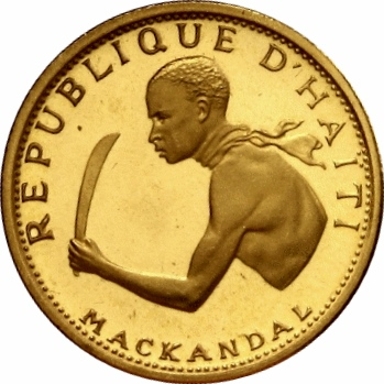 PIECE DE MONNAIE D'HAITI EN L'HONNEUR DE MAKANDALA (MACKANDAL)