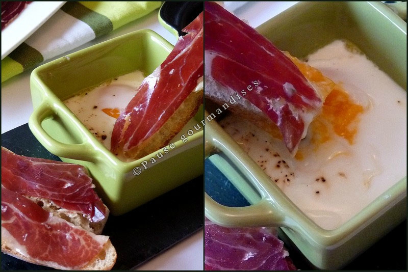 Oeuf cocotte et ses mouillettes au pata negra