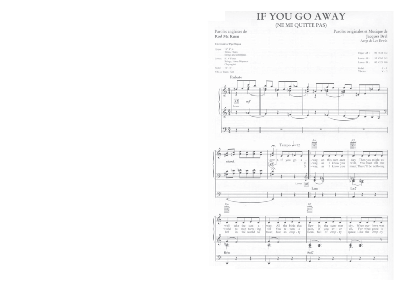 If You Go Away Ne Me Quitte Pas If you go away - Ne me quitte pas - Martin Destroy