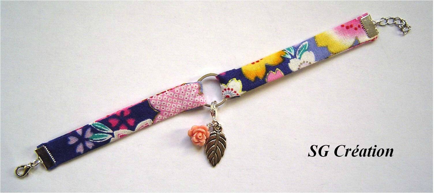 bracelet tissu japonais avec charm\u0027s 4