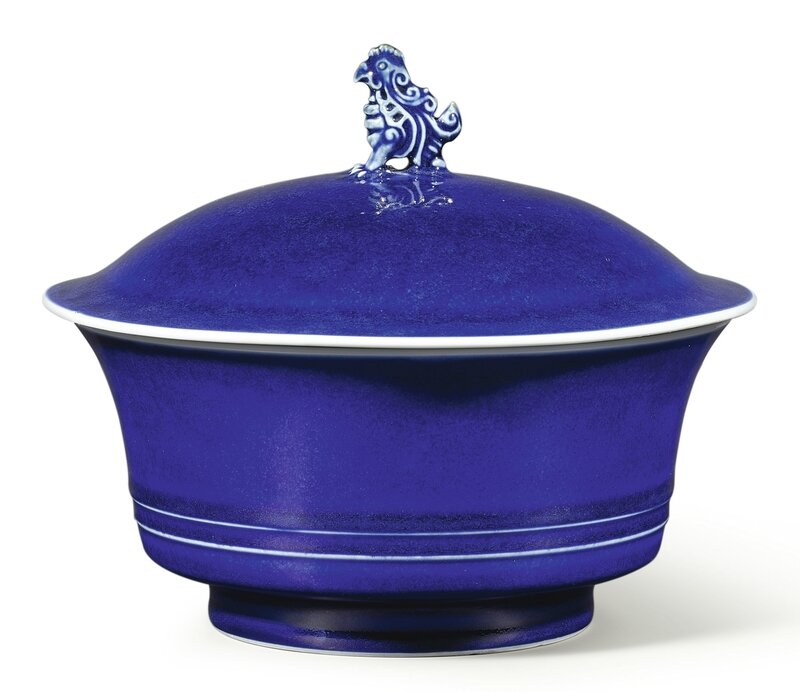A fine blue-glazed bowl and cover, Marks and period of Yongzheng (1723-1735)