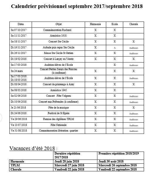 Calendrier Des Sorties Des épisodes Bl Calendrier des Sorties - Harmonie de la Fuye
