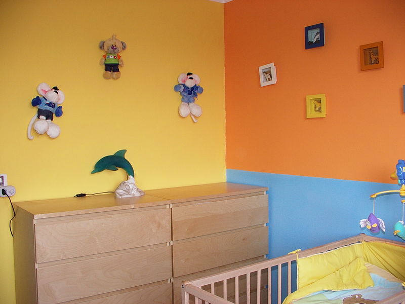 Facil'déco Peinture chambres enfants mur bleu meuble bleu