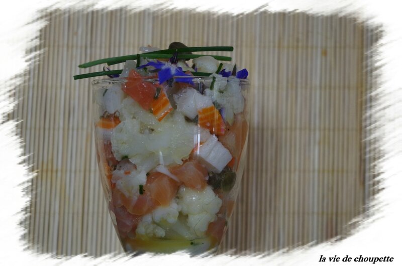 salade de chou-fleur, surimi et saumon fumé-50