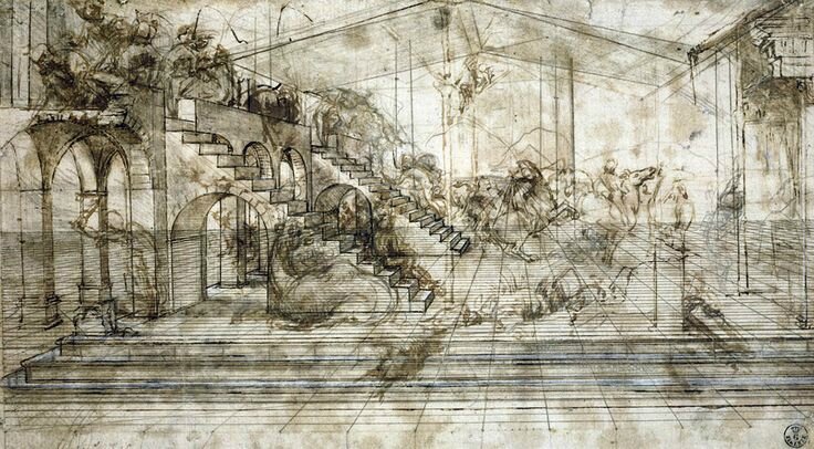 Leonardo da Vinci, Prospective study for the Adoration of the Magi, 436E recto