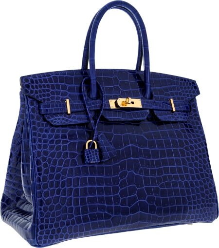 Hermes 35cm Matte Brighton Blue Porosus Crocodile Birkin Bag with Palladium  Hardware - Alain.R.Truong