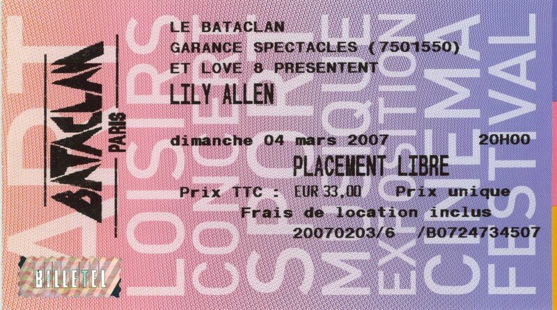 2007 03 Lily Allen Bataclan Billet