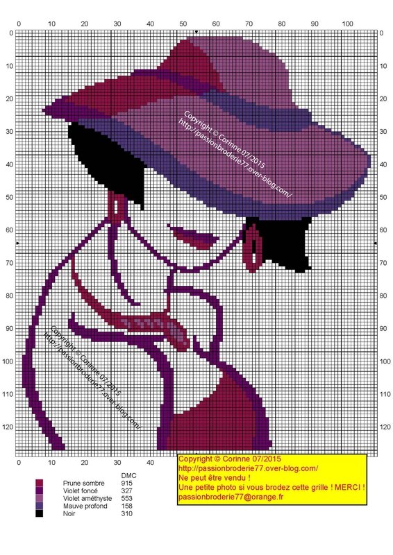 Femme chapeau violet