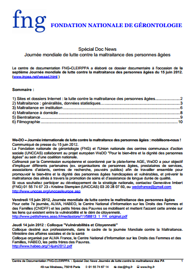 Journée de lutte contre la maltraitance des personnes âgées