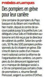 2016 11 25 Pyrénées Atlantiques des pompiers en grève pour leur carrière