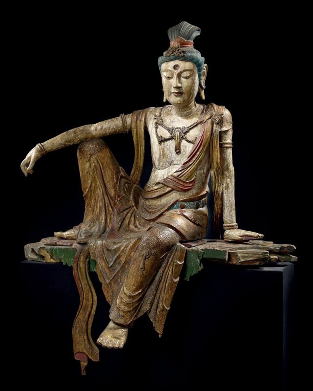 Chinese Tibetan Buddhism Silver Carve 3 Head 6 Arm Guanyin Buddha Goddess Statue 
