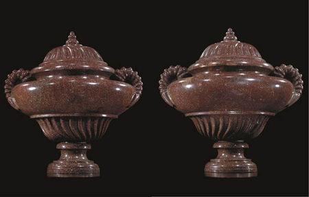 pair of porphyry urns