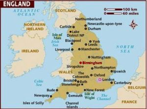 Carte de Birmingham en Angleterre chez Scrat et Gloewen
