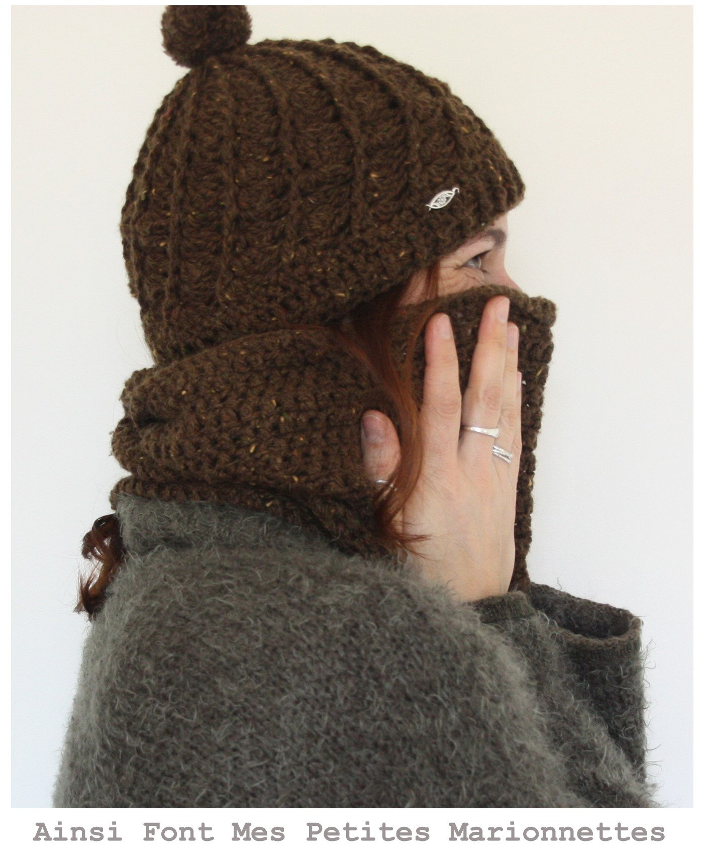 bonnet crochet marron (3)
