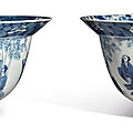 Two blue and white 'seven scholars' bowls, kangxi marks and period (1662-1722)