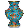 A cloisonné enamel 'lotus' hu-form vase, late ming dynasty