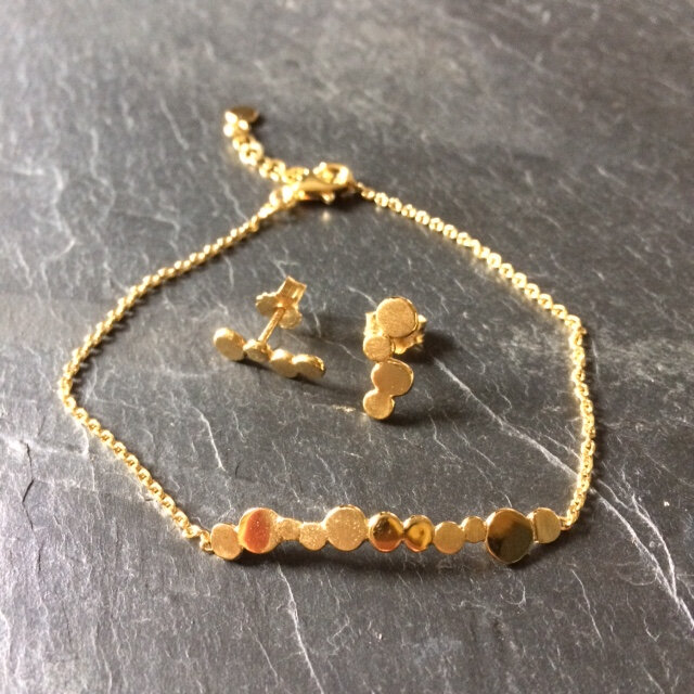 RaeVel-Bracelet et Puces Galets- Vermeil