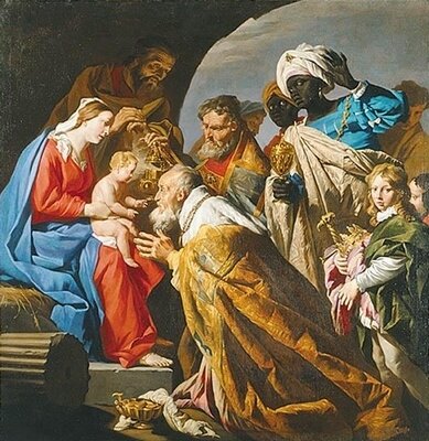 Bibl-Histo-l'adoration des mages peint-par-matthias-stom-vers-1600-1650