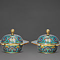 A pair of cloisonné enamel bowls and covers, qianlong period (1736-1795)