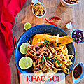 Khao soi: soupe de chiang mai aux nouilles fraîches, bouillon au curry rouge et lait de coco