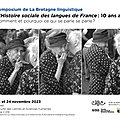 Un symposium à brest pour les dix ans de l’histoire sociale des langues de france 