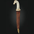 A horse-headed jade-hilted dagger with scabbard, india, possibly deccan, circa 1700