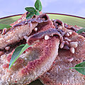Aubergines panées et anchois