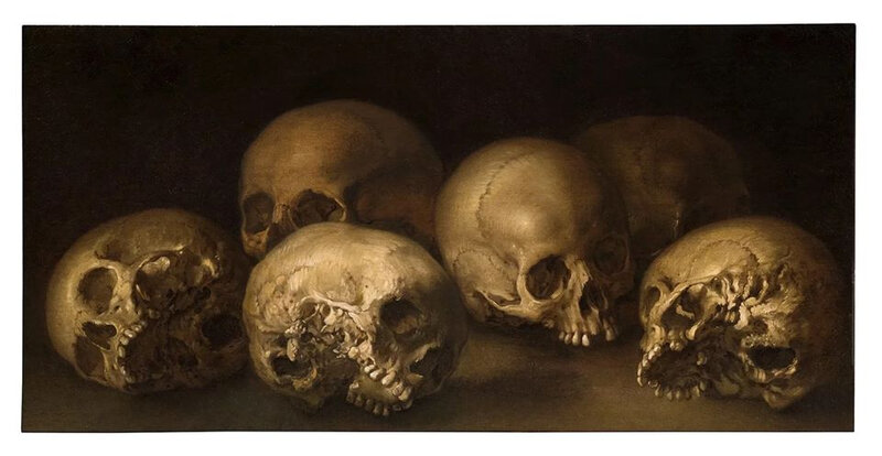 Spanish School 17th-century, Still life of Skulls, 1650