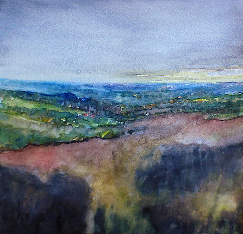 la vallée rouge oct 2017, aquarelle, 30 x 30 cm