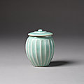 A rare fluted longquan celadon jar and cover, song dynasty (960-1279)