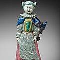 Figure of a dutch woman. chinese porcelain with famille rose enamels. qing dynasty, qianlong period