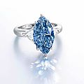 A superb 4.29 carats type iib marquise-cut fancy vivid blue diamond and diamond ring, by moussaieff