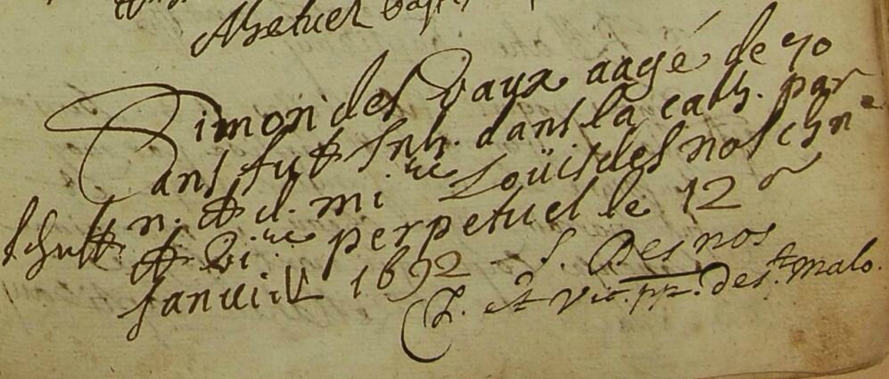 Desvaux Symon_Acte Décès 1692