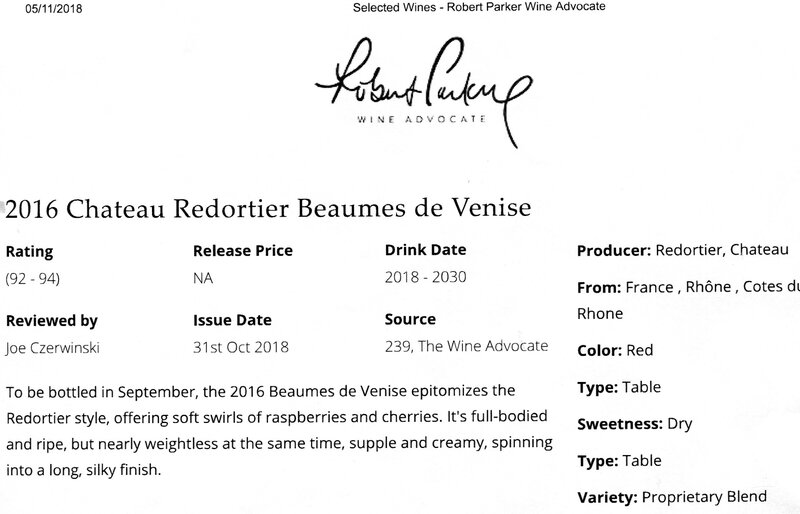 Wine Advocate 2018 Beaumes 2016