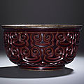 A carved lacquer bowl, ming dynasty, 15th century